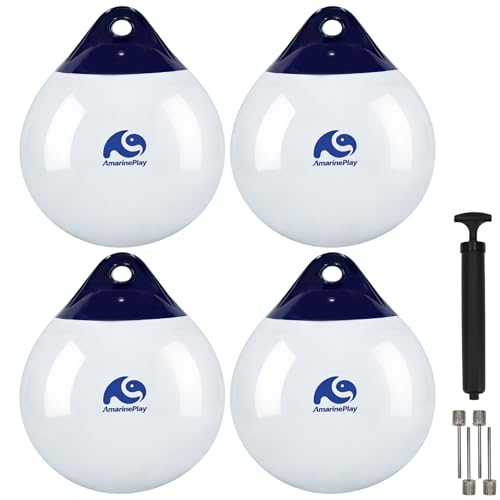 9 Inch Marker Buoy for Lake,Anchor Float Buoy,Small Round Boat Fender Ball for Docking Protection, Inflatable Boat Bumper for Docking and Anchor Marking,High Visibility Boat Buoy Ball Mooring Buoy-4PK