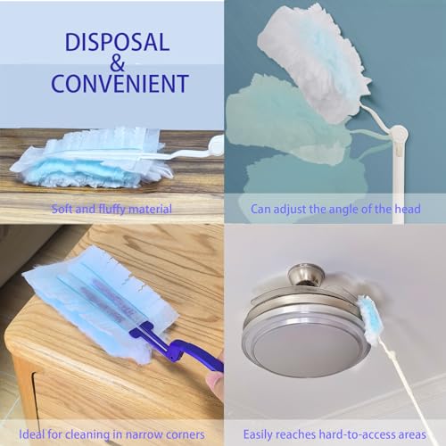 Image of 40Pcs Disposable Duster Refills, Electrostatic Fluffy for Cleaning Replacement Refills Bulk for Home Office Ceiling Surface Corner Dusting