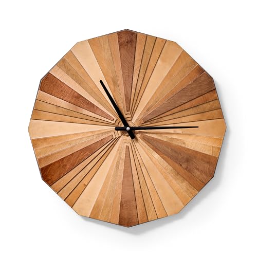 Reloj de pared de madera paramétrico con capas 3D grande miniatura 3