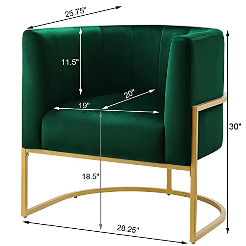 24Kf Upholstered Living Room Chairs Modern Jade Greentextured Velvet Accent Chair With Golden Metal Stand-Jade Green #TOP4
