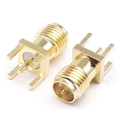 RP-SMA Female Jack Male Plug Adapter Solder Edge P C B Straight Right Angle Mount RF Copper Connector Plug Socket 4mm Spacing 1Pcs