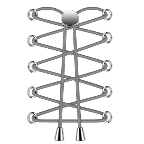 Widamin Elastische Schnürsenkel mit Schnellverschluss, Schnürsenkel Ohne Binden, Schnellschnürsystem Schnürsenkel-Set für Läufer, Kinder und ältere Menschen,gray