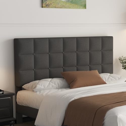 Yocreat Polsterbett 140x200cm Doppelbett, Bettrahmen mit Kopfteil und Lattenrost, Höhe 30 cm Bettgestell, Dunkelgrau
