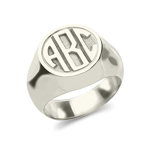 AILIN Custom Monogram Initial Ring 925 Sterling Silver 1,2,3