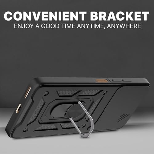 Image of AIBEX Back Cover for Vivo T3 Pro 5G / IQOO Z9s Pro 5G | D10 Tough Armor Case | Sliding Camera Shield | 360 Protection | Kickstand Ring Holder | Military-Grade Shockproof Bumper Case