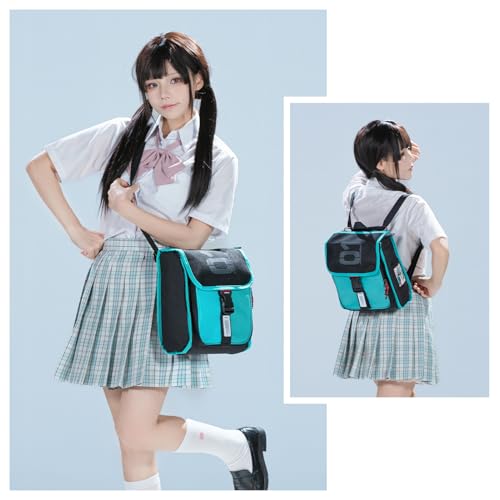 Image of FIREFIRST x Hatsune Miku & Kagamine Rin /Len Anime Backpack-Green | Hatsun Miku Merch,Includes Character Card,Adjustable Straps Convert into a Backpack or Crossbody Bag