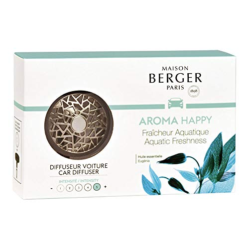 MAISON BERGER - Refillable Car Air Freshener Vent Clip Diffuser Set - 3.1 x 2 x 0.8 inches - Made in France (Aquatic Freshness)