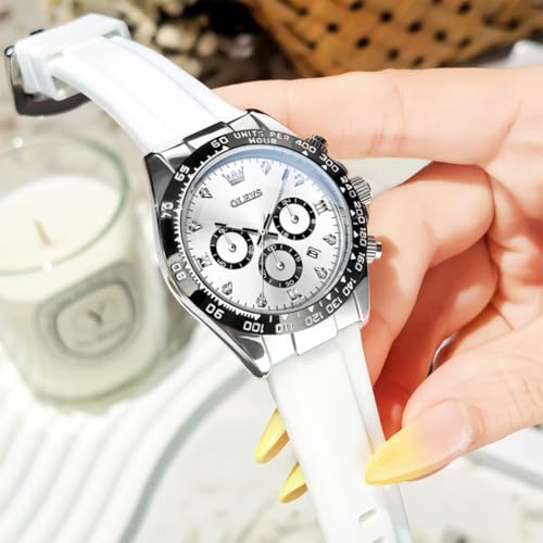 Image of OLEVS Luxury Diamond Small Female Watches - Stainless Steel Bracelet, Waterproof Business Dress Analog Luminous Date Ladies Watches