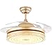 QCLU 42 Pollici LED Invisibile soffitto Ceiling Fan Luce 4 Retrattile Blades LED Fan 3 velocità Change Cristallo Moderno di Controllo remoto for Il Ristorante da Letto Soggiorno