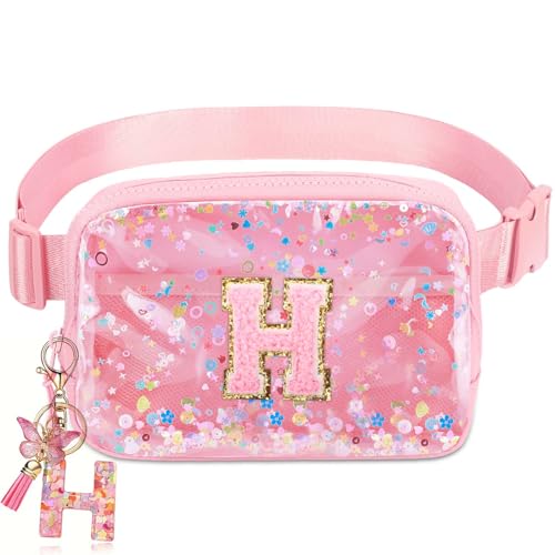 Image of Initial Fanny Pack for Girls - Belt Bag for Teens Kid Teen Girl Kid Birthday Gift Pink H
