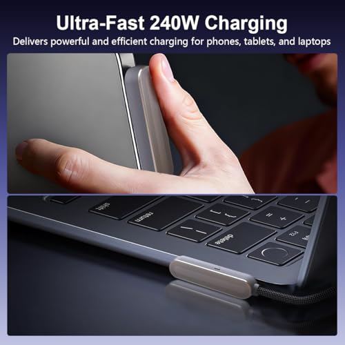 Image of Verilux PD 240W Type C Cable Fast Charging with Stand 4.9Ft, Right-Angle USB C with 480MBPS Data Transfer, Nylon C Type Cable Right Angle for iPhone 17 /17 Pro /17 Por Max /16 /15, Galaxy S26 /S25 /S24