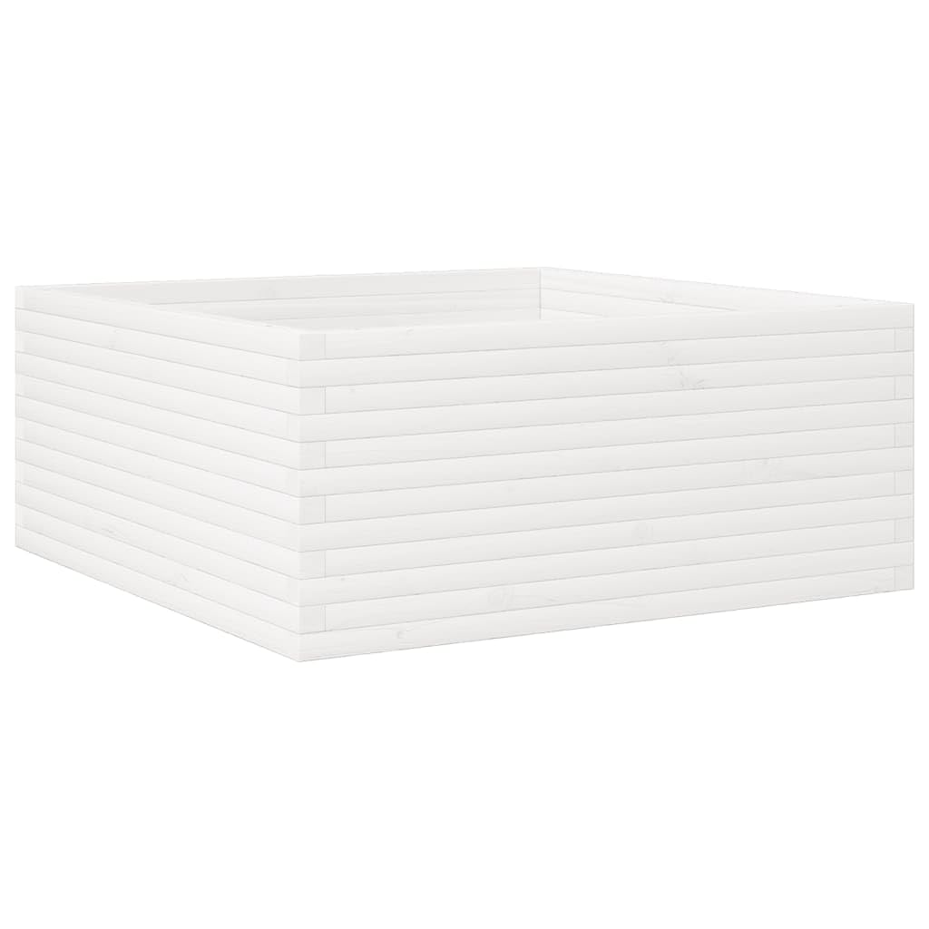 Jardinière carrée en bois de pin massif blanc 110x110x46 cm de jardin