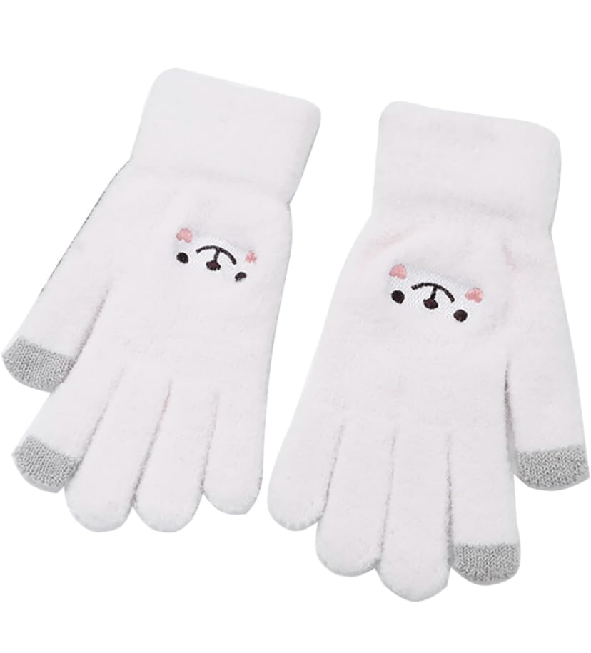 Winter Gloves for Women Fashion Knitted Hand Gloves | Soft Acrylic Wool Half Finger Warm Mitten Gloves for Boys and Girls Fingerless Rabbit Ears Glove