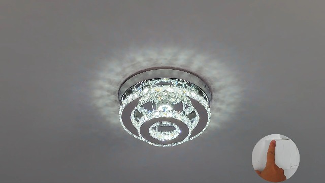 Image of 9.8 inch 2-Tier Rotundity Semi Flush Mount Led Crystal Ceiling Light