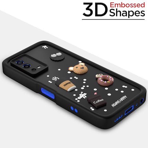 Image of Pikkme Back Cover for Oppo A55 | Cute Fun Cartoon 3D Bear Silicone Full Body Protection Bumper Case (Black)