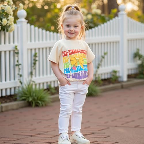 Girls Back to School T-Shirt Toddler Short Sleeve Crewneck Letters Print Summer Tee Tops Kids Clothes 2T 3T 4T 5T2