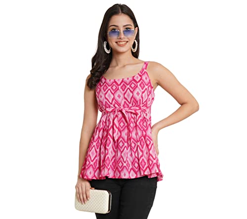 Amazon Brand - Anarva Jaipuri Cotton Printed Strappy Top for Women