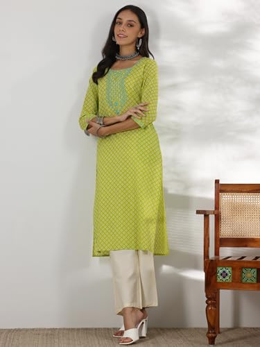 Image of Libas Womens Printed Cotton Straight Kurta for Women Suit