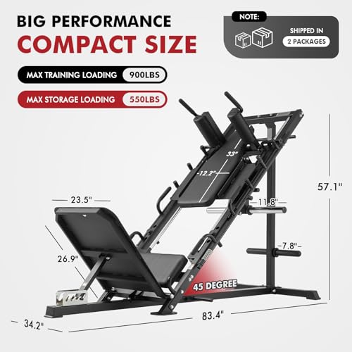 Image of Mikolo Leg Press Hack Squat Machine Combo, Leg Press Machines for Home Gym with Linear Bearing, Hack Squat Machine with Rear and Front Band Pegs, Leg Machine for Full Range Leg Training