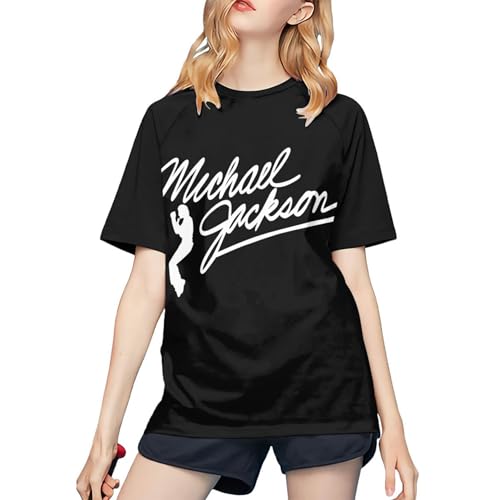 Michael King Jackson T-Shirt de Baseball pour Femme – T-Shirt élégant à Manches Courtes, vêtement de Fan du Roi de la Pop, Design rétro pour Les Fans de...