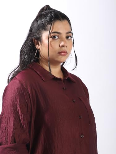 Image of High Star Women Plus Size Boxy Fit Spread Collar Long Sleeves Shirt