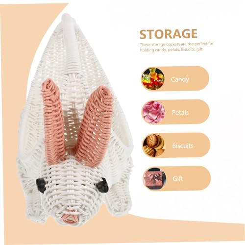 Cesta de mimbre sintética para almacenamiento de juguetes y papelera de frutas con manejar 8