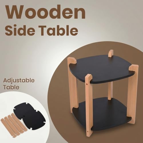 Image of Modern Square Side Table, Home Decor for Living Room, Bed Side Tables for Bed Room, stools for Home, Furniture for Home, 2-Tier White Shelves