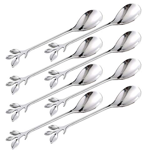 Turbokey Demitasse Espresso Spoons 47 Inches Stainless Steel Mini Coffee Spoons Set of 8 Small Spoons for DessertTeaAppetizerParty Supplies 8 Spoons-Silver