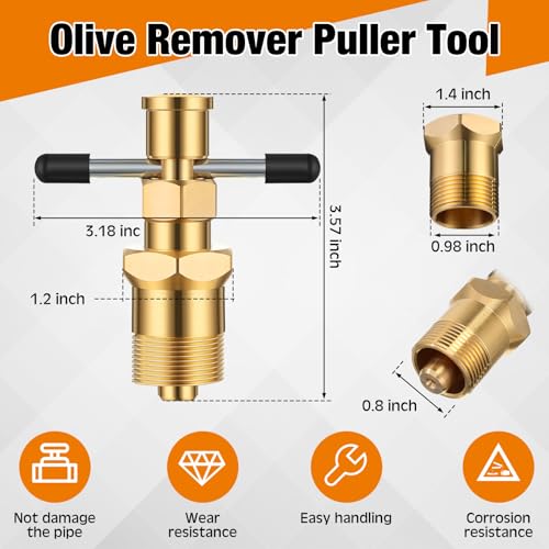 Image of 4 Pcs Angle Stop Wrench Kit Plumbing Tool, Olive Ring Removal Tool with Diameter of 1 /2 inch, 3 /4 inch, Compression Sleeve Puller for 1 /2 inch Compression Fitting, Install Angle Stop Nut (Olive,Grey)