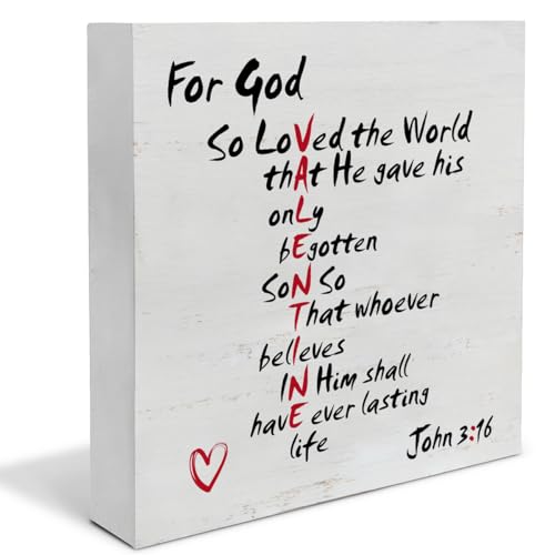 Christian Valentines Decor, Rustic John 3:16 Bible Verse Scriptures...