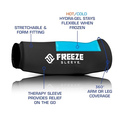 FreezeSleeve Cold Therapy Compression Sleeve -Natural Pain Relief Sleeve for Muscles & Joints - Sized for Men, Women & Kids - For Arthritis, Injuries & Sports Recovery