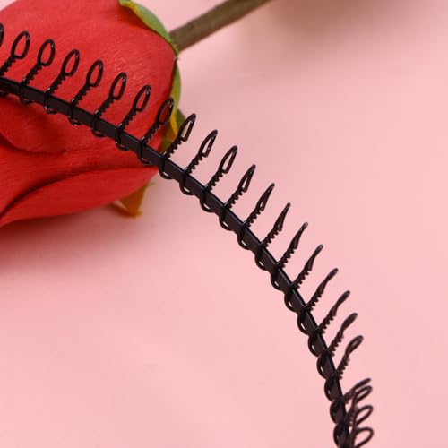 minkissy Metal Headband Black Metal Teeth Comb Headband Non-Slip Elastic Wave Hair Band Hair Accessories for Women (Black) - Image 3