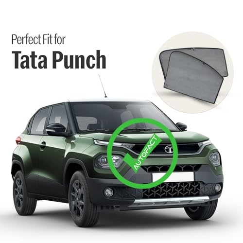 Image of Autofact Cotton Car Sunshades For Tata Punch, UV Protection, Useful Car Accessories, Custom Fit Sun Shades For Side Windows, Set Of 4
