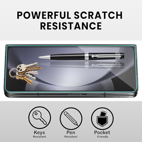 Image of ArmourPro Borderless Tempered Glass for Samsung Galaxy Z Fold 5, Pack of 2 Clear Screen Protector with Anti-Dust Speaker Mesh, 9H Anti-Scratch, HD Clarity, Case Friendly, Easy Installation Kit