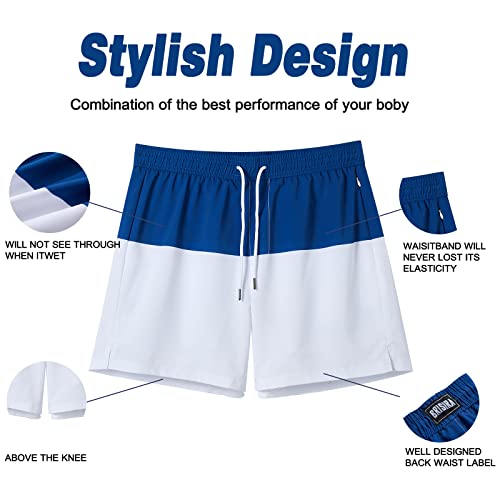 Image of BRISIRA Mens Swim Trunks Swim Shorts Quick Dry 5 inch Inseam Beach Shorts with Compression Liner and Zipper Pocket