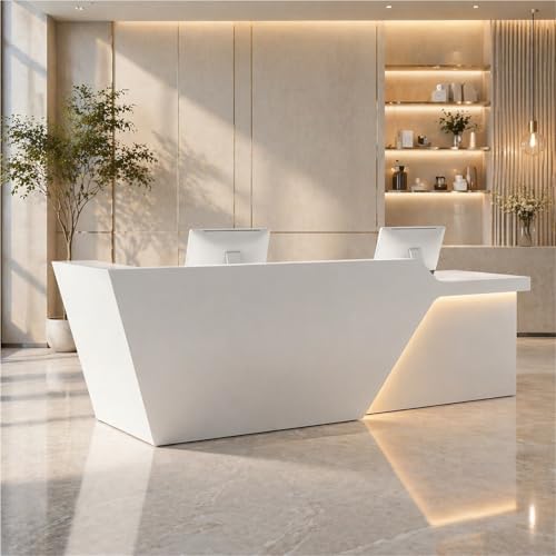 UKETO Mostrador Recepción Moderno Lacado Brillo Mostrador Caja Tienda Oficina Hotel Salón Comercial(300cm/118.11')