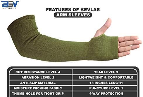 Miniatura 5 de BSV - Mangas de protección para brazo de Kevlar con orificio para el pulgar, resistentes a cortes, arañazos, mordeduras y calor, unisex, 18