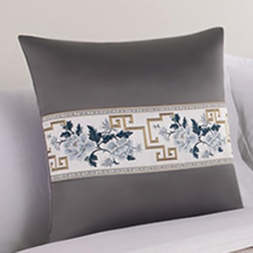 Chemin de lit de style chinois et couvre-lit jacquard gris King Size