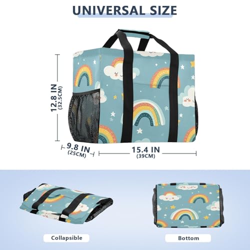 Colorful Rainbows Reusable Grocery Bags Large Tote Bag Waterproof Canvas Organizer for Beach Picnic Laundry Travel3