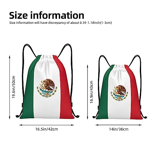 KiHene Mexico Flag Printed Drawstring Backpack Water Resistant String Bag Sports Sackpack Gym Sack, for Men Women3