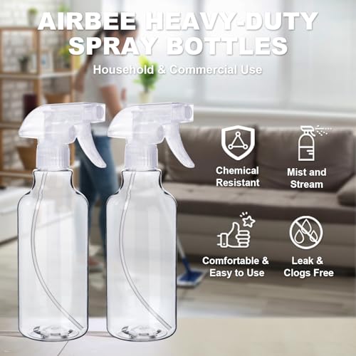 Plastic Spray Bottles (2-Pack, 16.9 Oz) Heavy Duty Spraying, Mist & Stream, Empty Water Sprayer Bottle for Cleaning Solutions, Essential Oils, Hair, Plants, BBQ, Dog Cat Behavior Correction (Clear) - Image 8