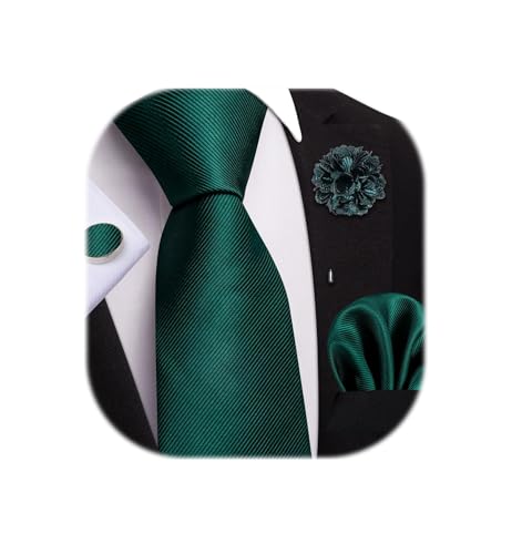 Image of Dubulle Mens Tie and Lapel Pin Paisley Striped Floral Necktie for Men Pocket Square Cufflinks 4PCS Set Wedding Party