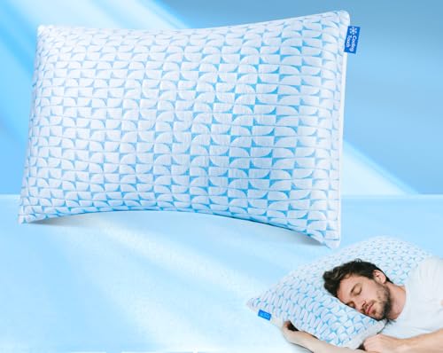 QUTOOL Firm Pillow King Size Shredded Memory Foam Pillows, Adjustable Cooling Pillow for Side Sleeper, Supportive Fluffy Bed Pillows for Sleeping with Washable Cover, Gift for Dad Mom