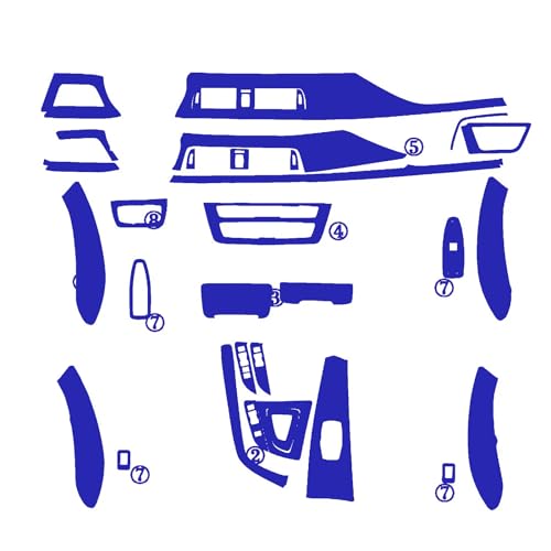 Autocollants 3D bleu pour BMW Série 3 F30 commande centrale et poignée de porte interior