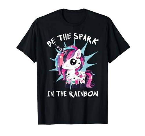 Sé la chispa del arco iris: Unicornio punk mágico Camiseta