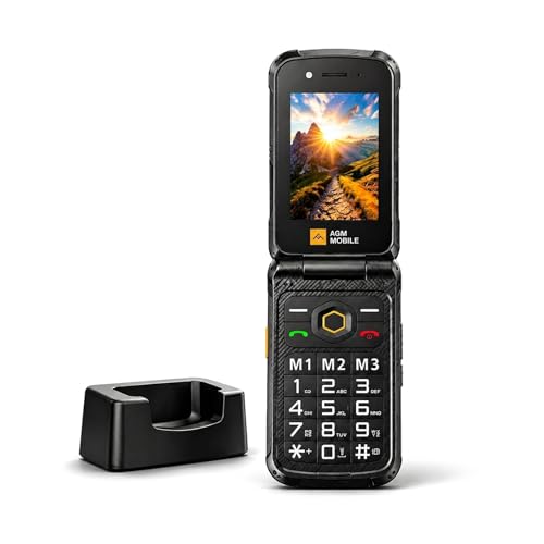 AGM M8 Rugged Flip Phone, 4G Feature Cell Phone with 104dB Speaker, Waterproof & Drop-Proof, SOS Side Key, Speed Dial, Large Keypad & Fonts, Dual SIM, for T-Mobile Only by AGM - Used condition - US$29.00