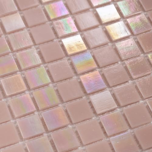 11.5 Sq.Ft Pink Linear Glass Tile, Striated Vertical Mosaic for