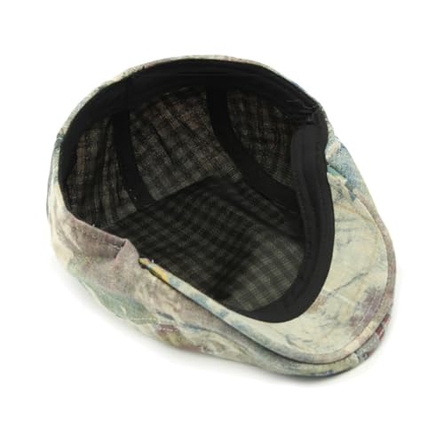 Image of Gudessly Mens Adjustable Colorful Striped Plaid Ivy Newsboy Cabbie Gatsby Golf Cap Flat Cotton Hat Thin Cap