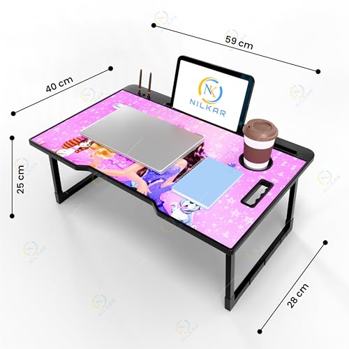 Image of NILKAR Study Table Bed Table Premium Laptop Table /Foldable and Portable Wooden /Writing Desk for Office /Home /School (CTD BB)