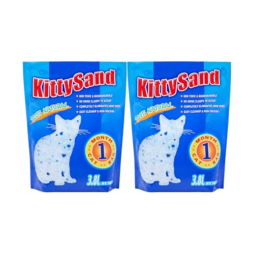 KittySand Crystal Cat Litter 2 x 3.8L Value Pack (7.6L Total) 99% Dust-Free Odour Control Low Tracking | Premium Silica Gel